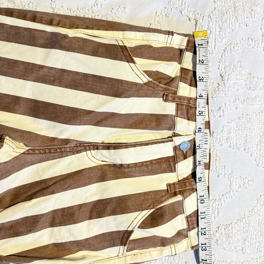 Chic Striped Flare Pants in Brown and White Size S - Picture 8 of 11